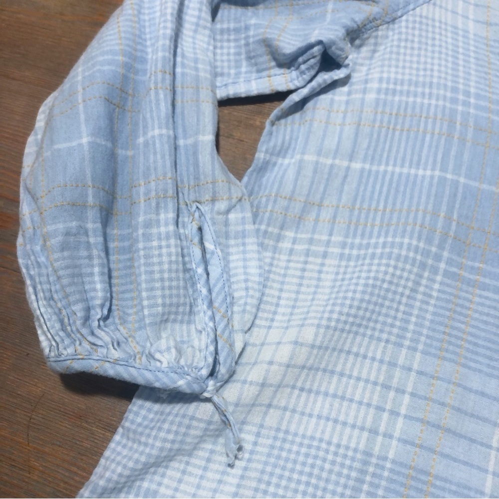Free Assembly light blue plaid button down blouse - Picture 3 of 11